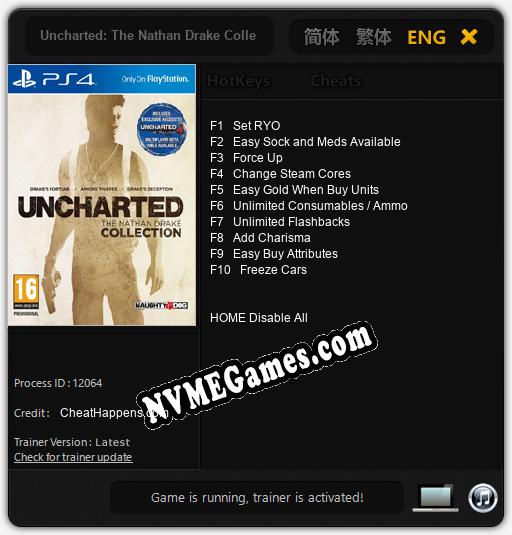 Treinador liberado para Uncharted: The Nathan Drake Collection [v1.0.6]