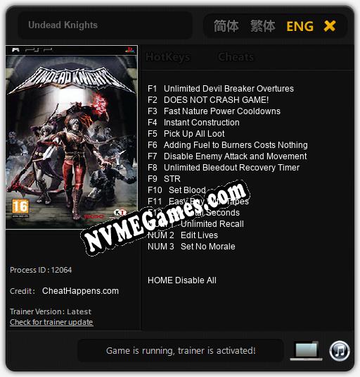 Treinador liberado para Undead Knights [v1.0.9]