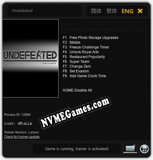 Undefeated: Trainer +9 [v1.4]