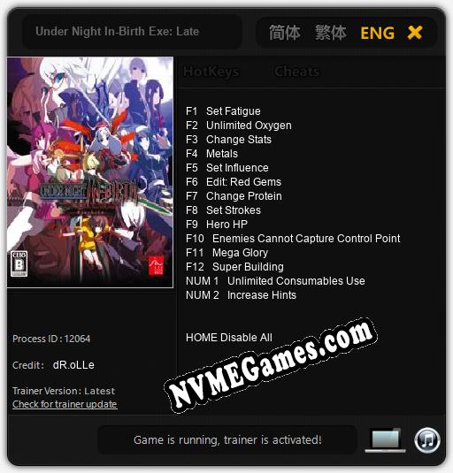 Treinador liberado para Under Night In-Birth Exe: Late [v1.0.9]