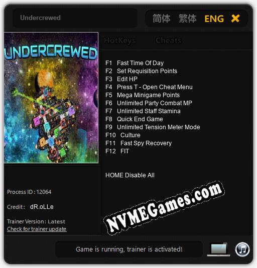 Undercrewed: Cheats, Trainer +12 [dR.oLLe]