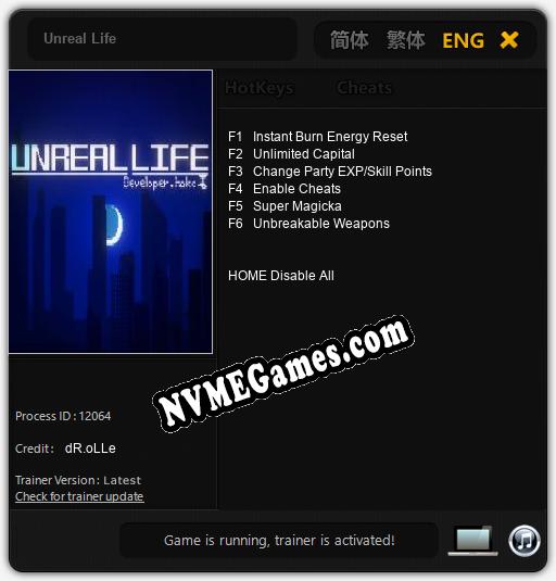 Unreal Life: Cheats, Trainer +6 [dR.oLLe]