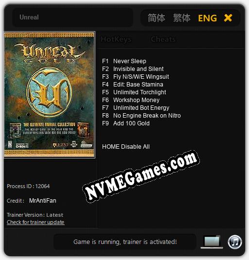 Unreal: Trainer +9 [v1.7]