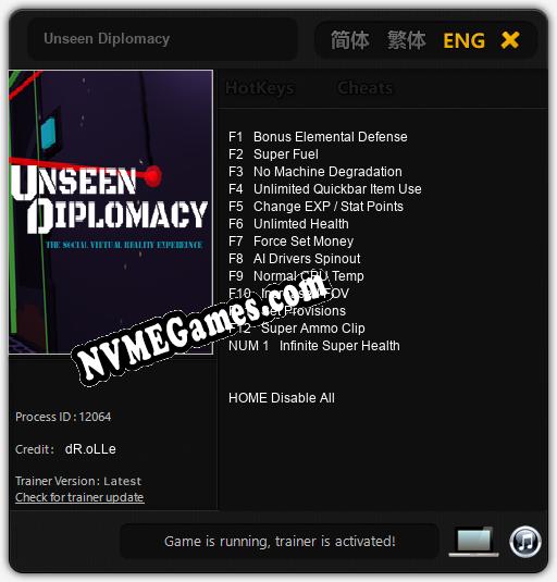 Unseen Diplomacy: Treinador (V1.0.73)