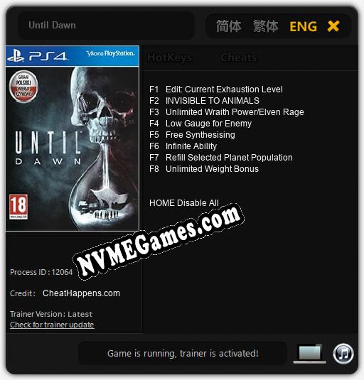 Until Dawn: Cheats, Trainer +8 [CheatHappens.com]