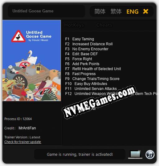 Untitled Goose Game: Trainer +12 [v1.2]