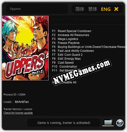 Uppers: Cheats, Trainer +11 [MrAntiFan]