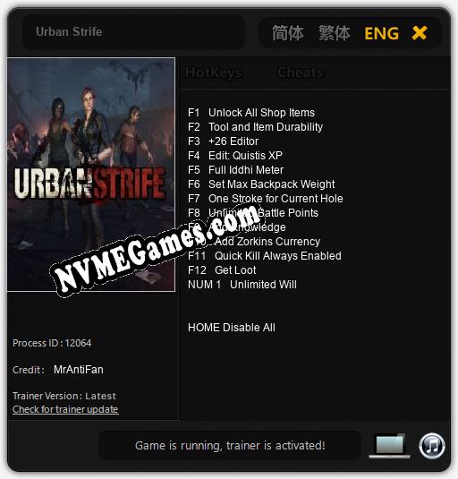 Urban Strife: Trainer +13 [v1.7]