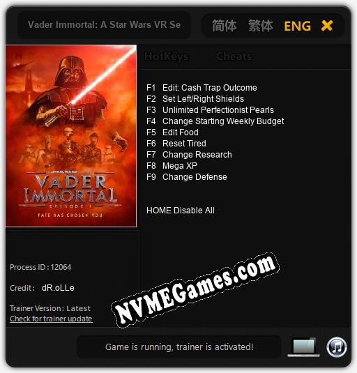 Vader Immortal: A Star Wars VR Series: Treinador (V1.0.25)