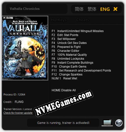 Valhalla Chronicles: Treinador (V1.0.88)