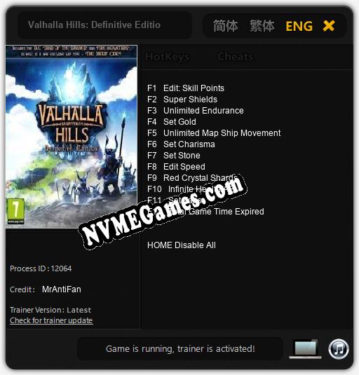 Valhalla Hills: Definitive Edition: Trainer +12 [v1.6]