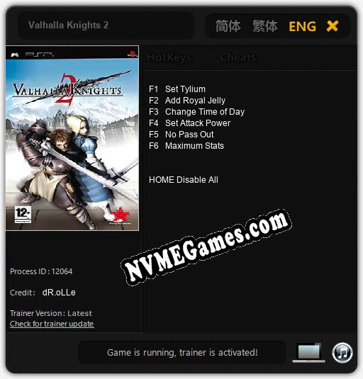 Treinador liberado para Valhalla Knights 2 [v1.0.4]