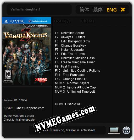 Valhalla Knights 3: Cheats, Trainer +15 [CheatHappens.com]