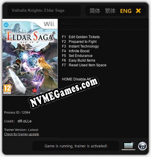 Treinador liberado para Valhalla Knights: Eldar Saga [v1.0.3]