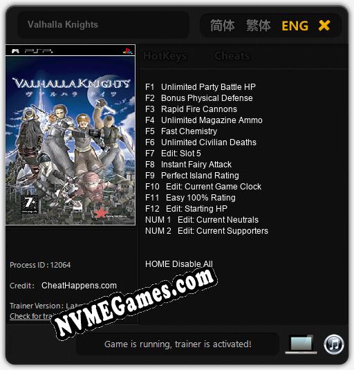 Treinador liberado para Valhalla Knights [v1.0.8]