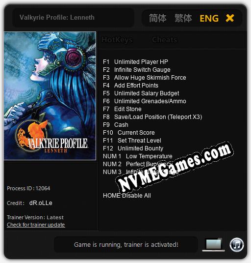 Valkyrie Profile: Lenneth: Treinador (V1.0.89)