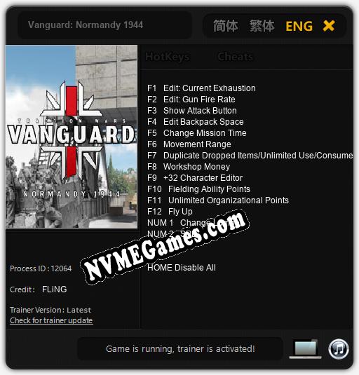 Treinador liberado para Vanguard: Normandy 1944 [v1.0.7]