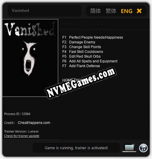 Vanished: Cheats, Trainer +7 [CheatHappens.com]