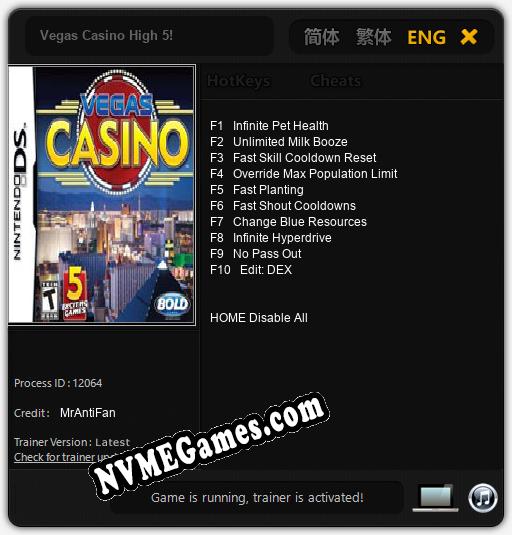 Vegas Casino High 5!: Trainer +10 [v1.9]