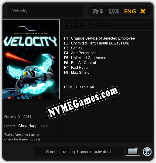 Velocity: Treinador (V1.0.62)