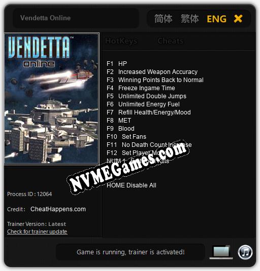 Vendetta Online: Treinador (V1.0.4)