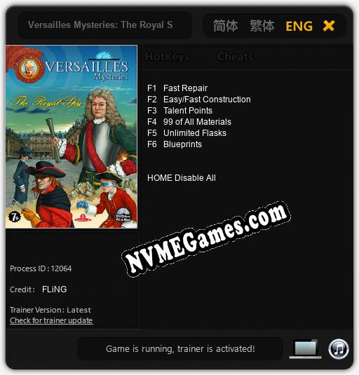 Versailles Mysteries: The Royal Spy: Cheats, Trainer +6 [FLiNG]