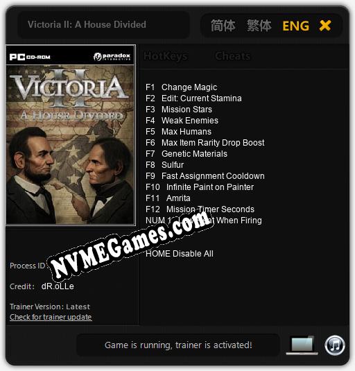 Victoria II: A House Divided: Treinador (V1.0.90)