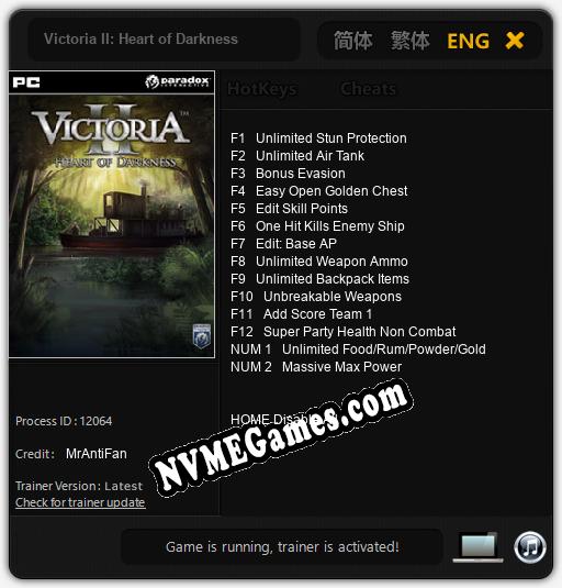 Victoria II: Heart of Darkness: Treinador (V1.0.54)