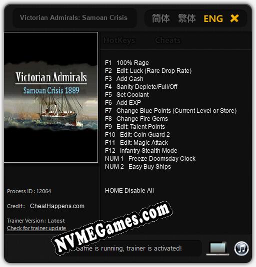 Victorian Admirals: Samoan Crisis 1889: Trainer +14 [v1.6]