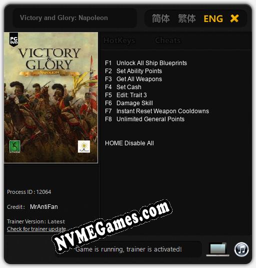 Victory and Glory: Napoleon: Treinador (V1.0.92)