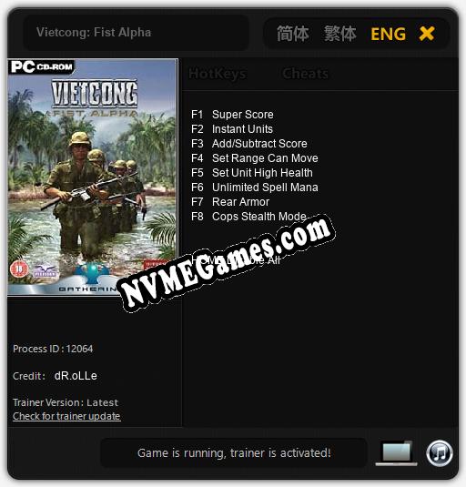 Vietcong: Fist Alpha: Treinador (V1.0.68)