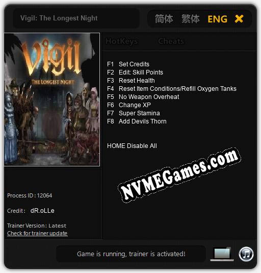 Vigil: The Longest Night: Cheats, Trainer +8 [dR.oLLe]