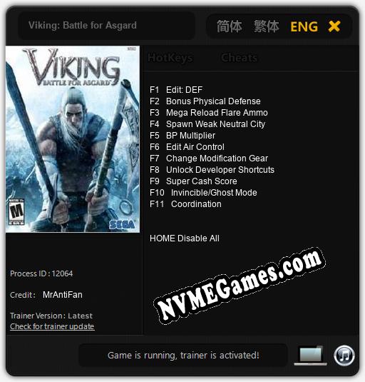 Viking: Battle for Asgard: Trainer +11 [v1.2]