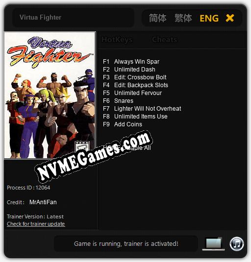 Virtua Fighter: Cheats, Trainer +9 [MrAntiFan]