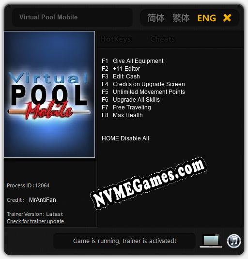 Virtual Pool Mobile: Trainer +8 [v1.1]