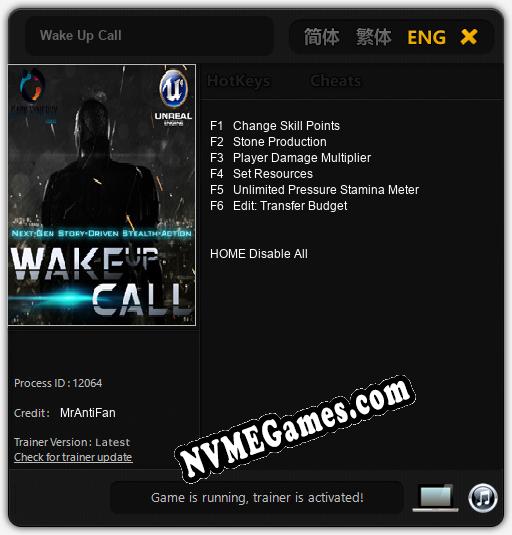 Treinador liberado para Wake Up Call [v1.0.5]