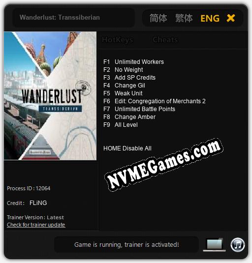 Wanderlust: Transsiberian: Cheats, Trainer +9 [FLiNG]