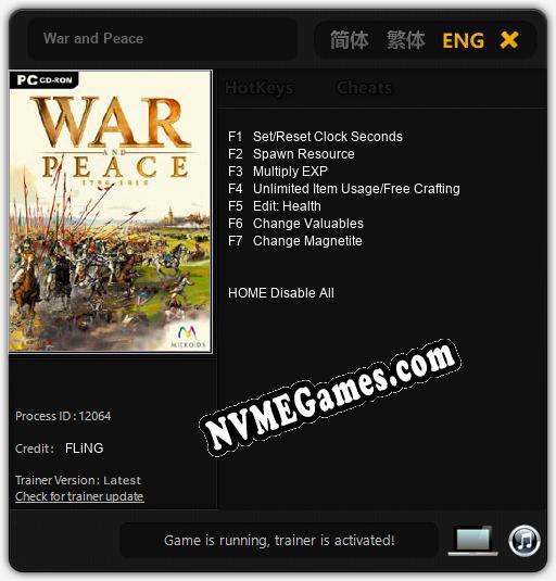 War and Peace: Trainer +7 [v1.9]