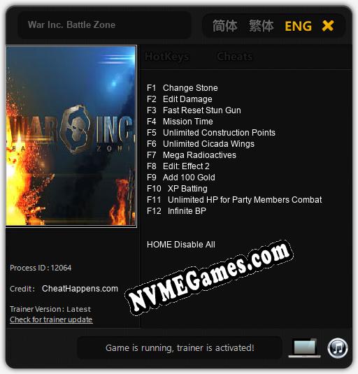 War Inc. Battle Zone: Trainer +12 [v1.4]