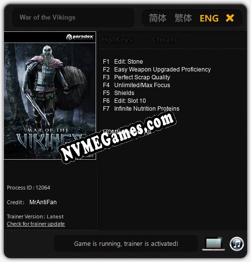 War of the Vikings: Cheats, Trainer +7 [MrAntiFan]