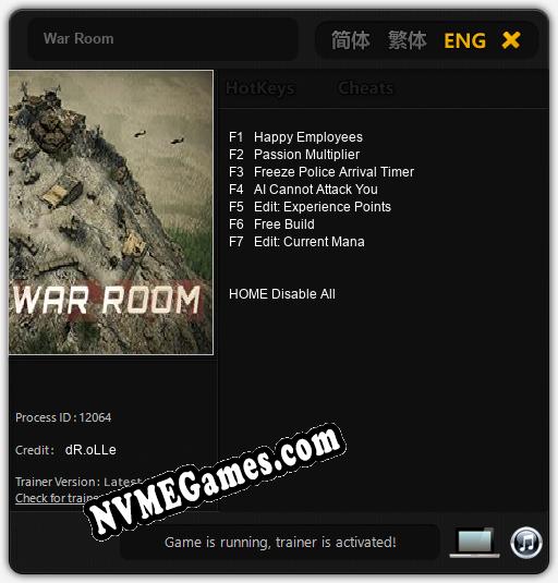 Treinador liberado para War Room [v1.0.7]