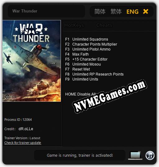 War Thunder: Treinador (V1.0.18)