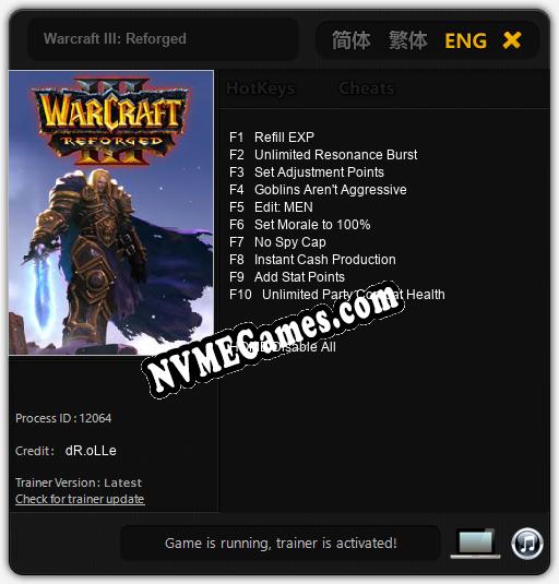 Treinador liberado para Warcraft III: Reforged [v1.0.9]