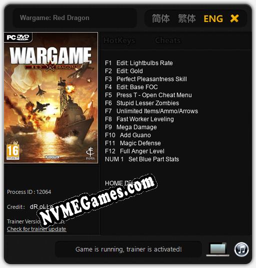 Wargame: Red Dragon: Treinador (V1.0.36)