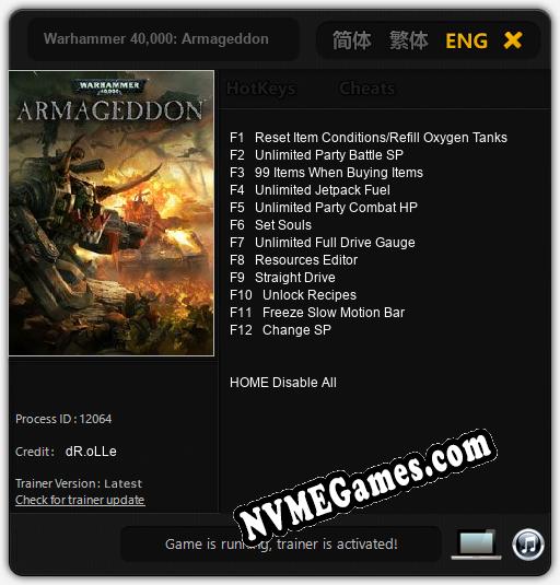 Treinador liberado para Warhammer 40,000: Armageddon [v1.0.7]