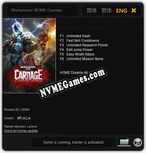 Warhammer 40,000: Carnage: Treinador (V1.0.68)