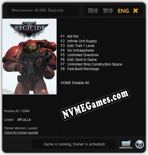 Warhammer 40,000: Regicide: Treinador (V1.0.75)