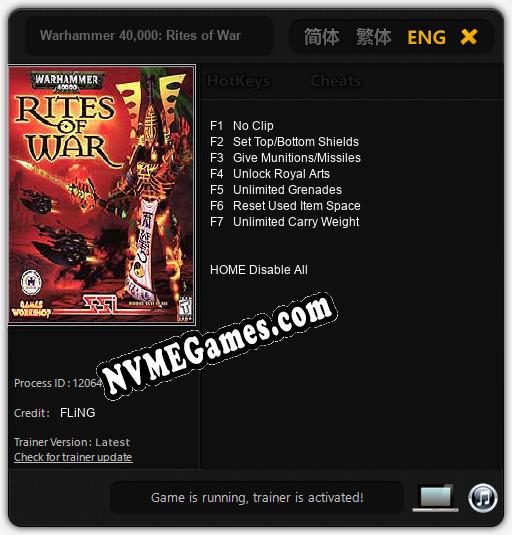 Warhammer 40,000: Rites of War: Trainer +7 [v1.7]