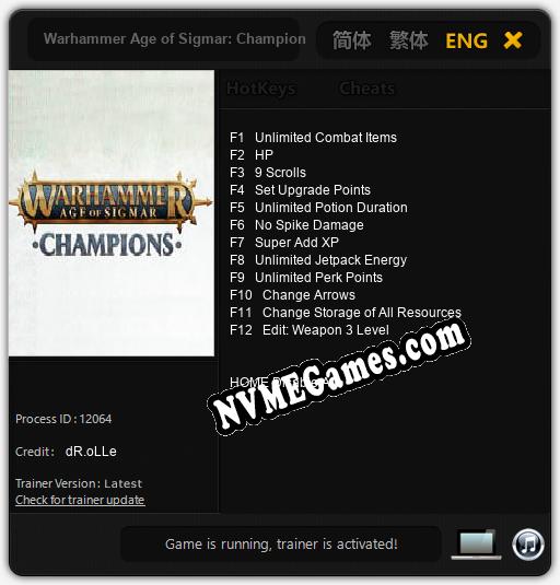 Warhammer Age of Sigmar: Champions: Trainer +12 [v1.5]