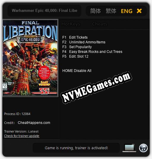 Warhammer Epic 40,000: Final Liberation: Cheats, Trainer +5 [CheatHappens.com]